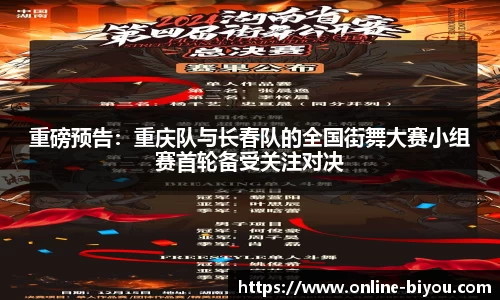 重磅预告：重庆队与长春队的全国街舞大赛小组赛首轮备受关注对决